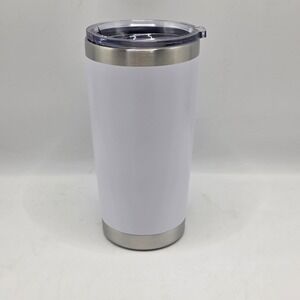 Unbranded Insulated Tumbler Unisex White Stainless Steel 20oz Travel Mug Minimal